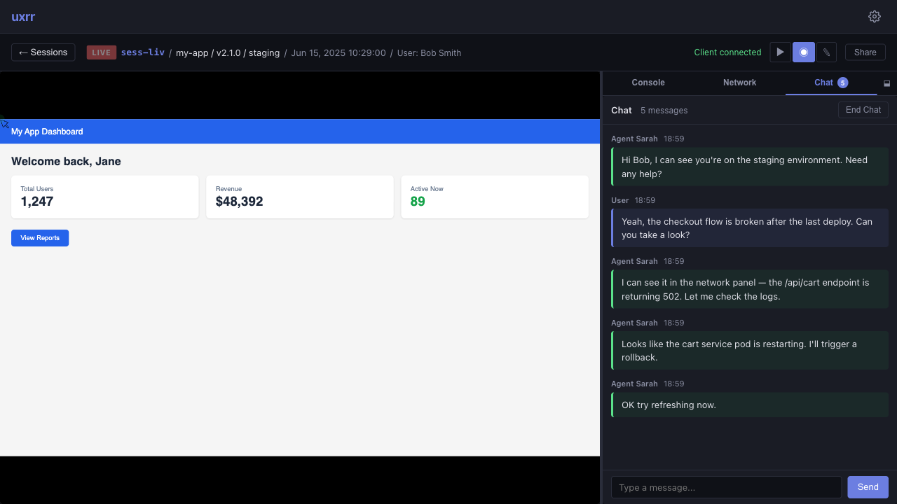 Live session with chat
